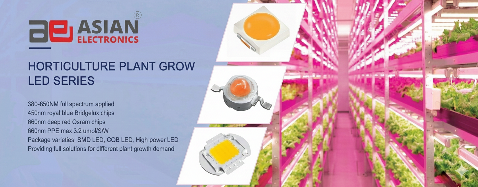 Horticulture Plant Grow LED Series | Asian Electronics Grow LED Solutions